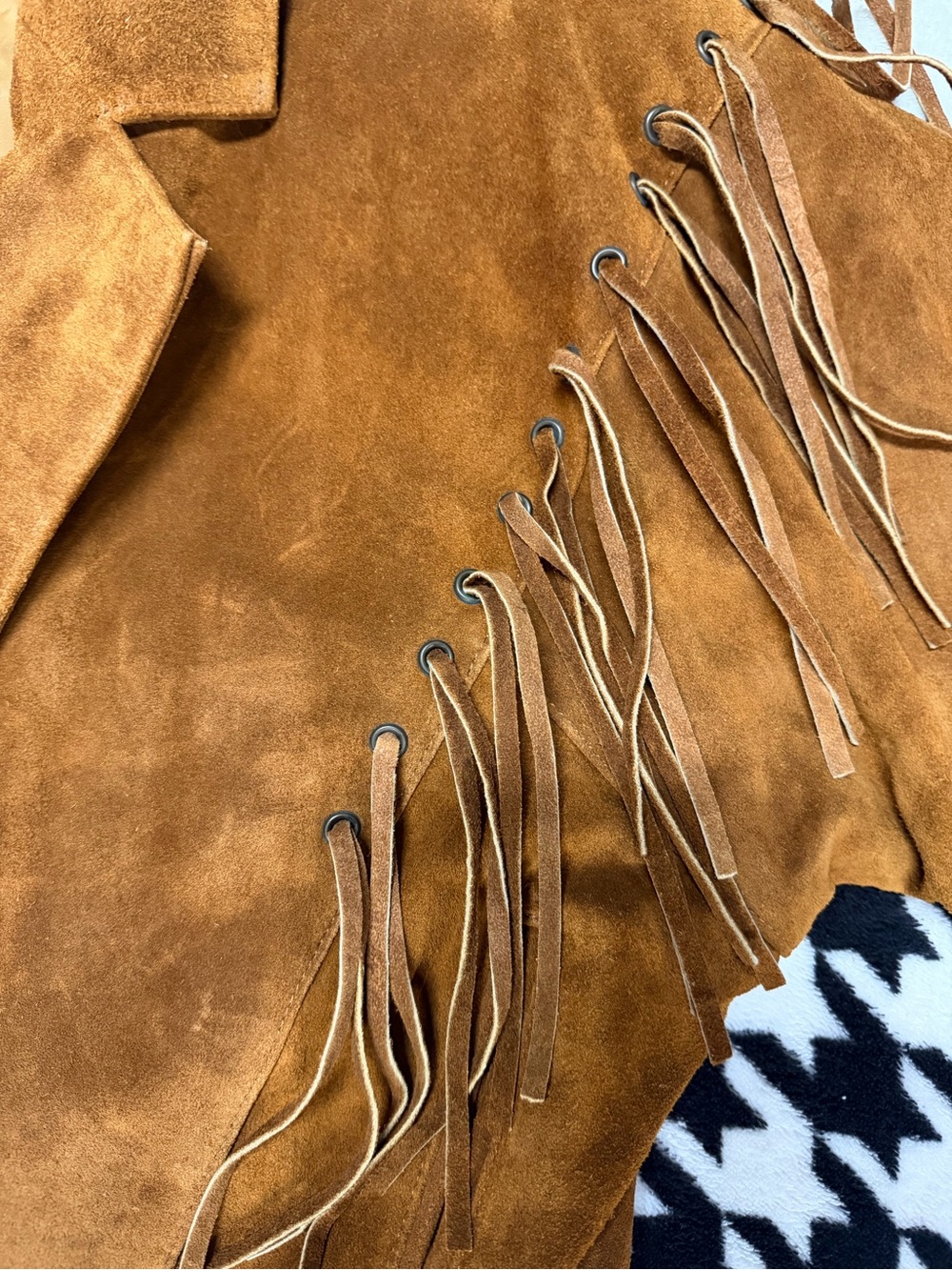 Vintage Brown Suede Leather Fringe Western Jacket Size M Boho Cowgirl - Picture 5 of 13
